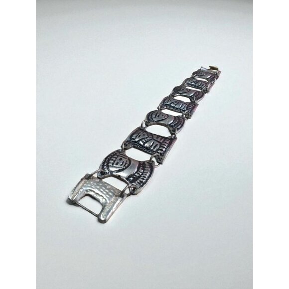 Vintage Colombian 900 Silver Centavos Bracelet 45g 7" Signed C GENA Flat Hook Cl - Picture 2 of 6